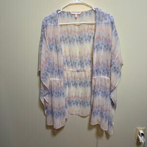 Victoria's Secret Pink White & Blue Sheer Short Robe Batwing XS Flowy Lingerie